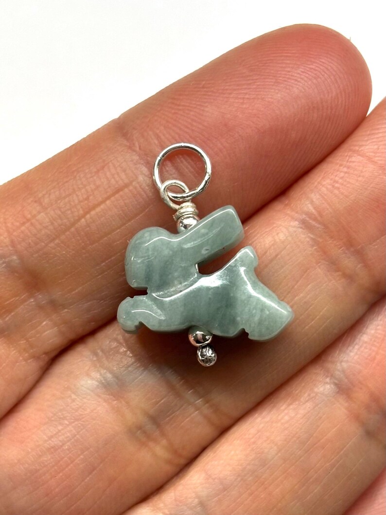 Jade Rabbit Charm Carved Jade Rabbit Charm, Chinese Zodiac Jade Rabbit Pendant, Jade ...