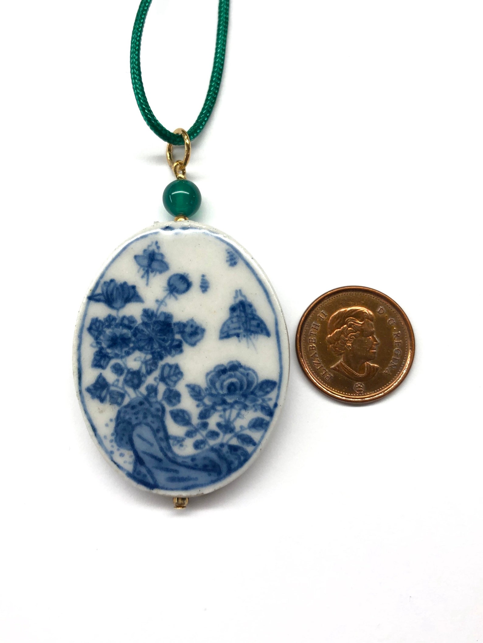 Chinese Porcelain Necklace Hand Painted Double Sided Ceramic Etsy