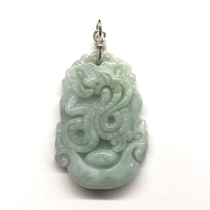 Jade Pendant, Carved Jade Snake Pendant, Chinese Zodiac Snake Pendant ...