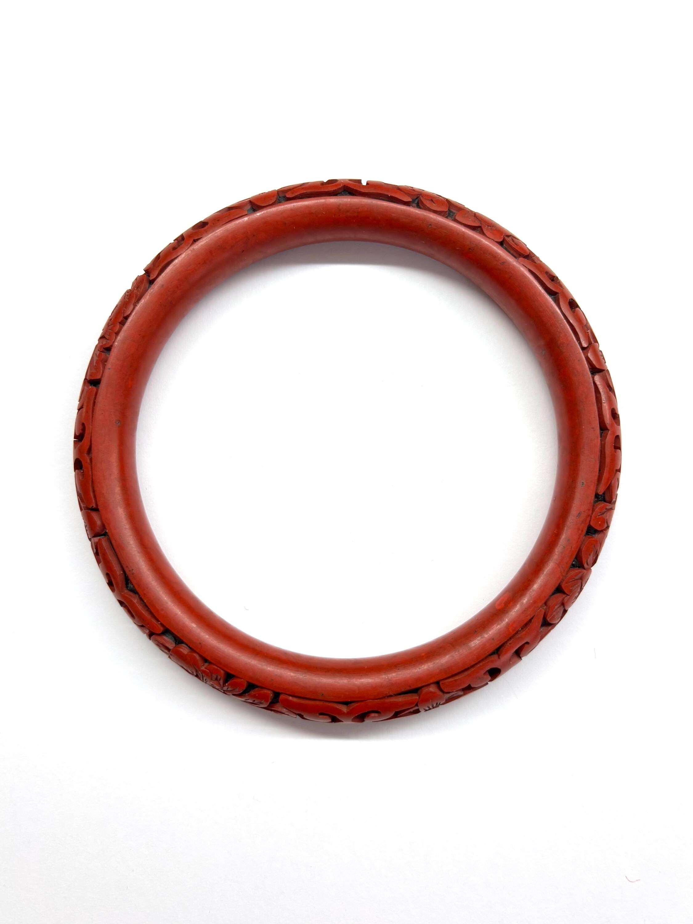 Cinnabar 若木 30cm Buy Cinnabar Bangle, Vintage Hand Carved Cinnabar Lacquer Bangle