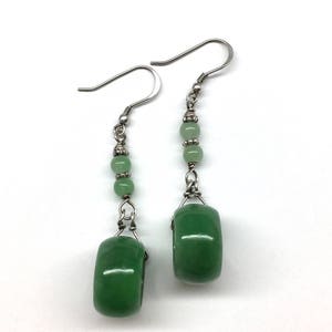 Jade Earrings, Carved Jade Earrings, Chinese Earrings, Jade Ring Earrings, Jade Jewellery, Green Jade Ring 925 Sterling Silver Earrings image 8