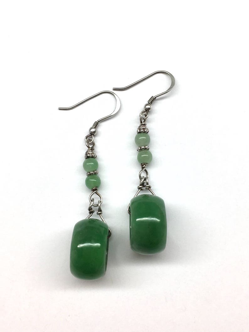 Jade Earrings, Carved Jade Earrings, Chinese Earrings, Jade Ring Earrings, Jade Jewellery, Green Jade Ring 925 Sterling Silver Earrings image 8