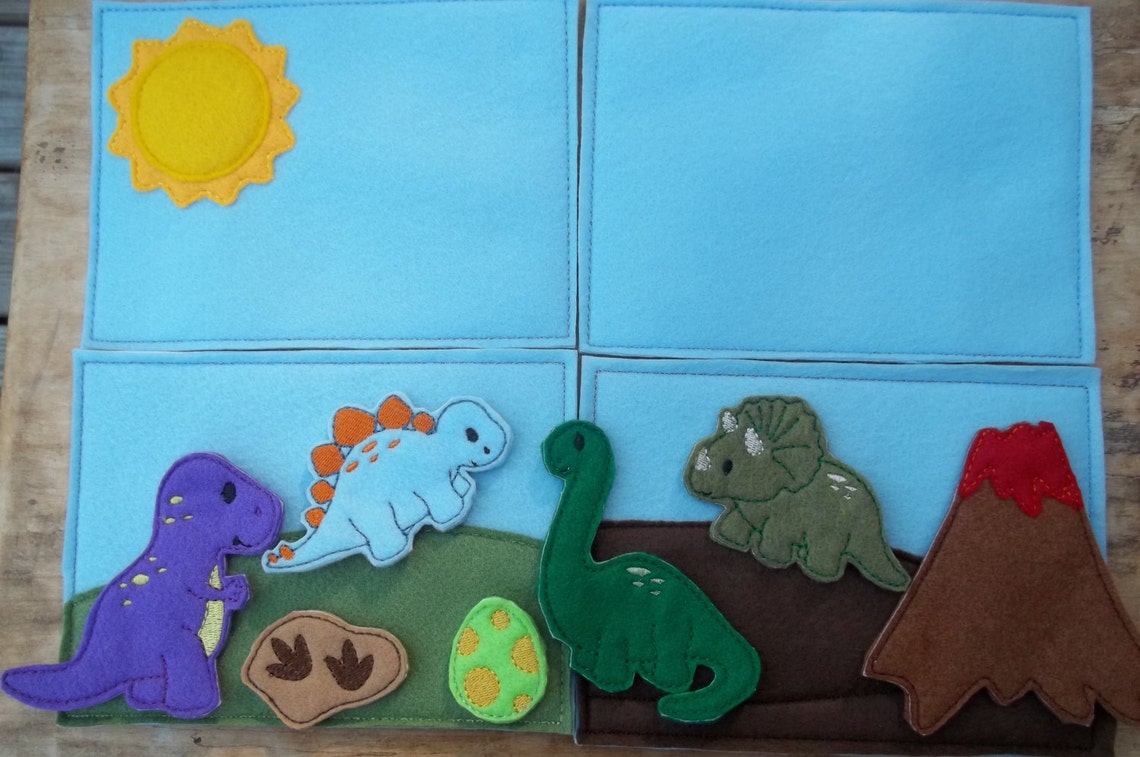 Dinosaur Felt Board Play Set Dinosaurs Prehistoric .volcano Etsy