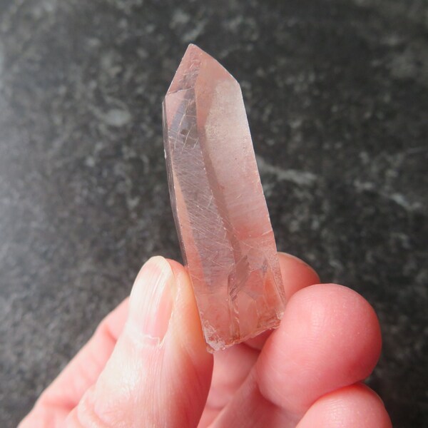 Gorgeous Pink or Strawberry (Scarlet Temple) Lemurian Quartz (14.7 grams / 42 mm) Natural Crystal (C1) FREE UK POSTAGE