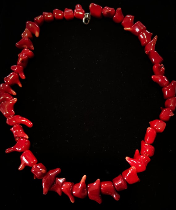 Handmade foam coral necklace with genuine silver gold plated navette clasp