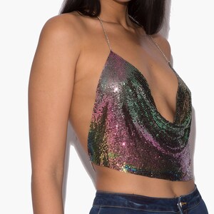 Zeemeermin metalen ketting tops gewas vrouwen festival rave avond maliënkolder olie slick
