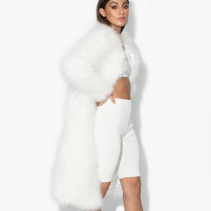 Long White Fluffy Feather Jacket Marabou Winter Womens Clothing Outerwear Warm Coat Eveningwear