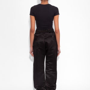 Double Waisted Satin Trousers in Black image 2