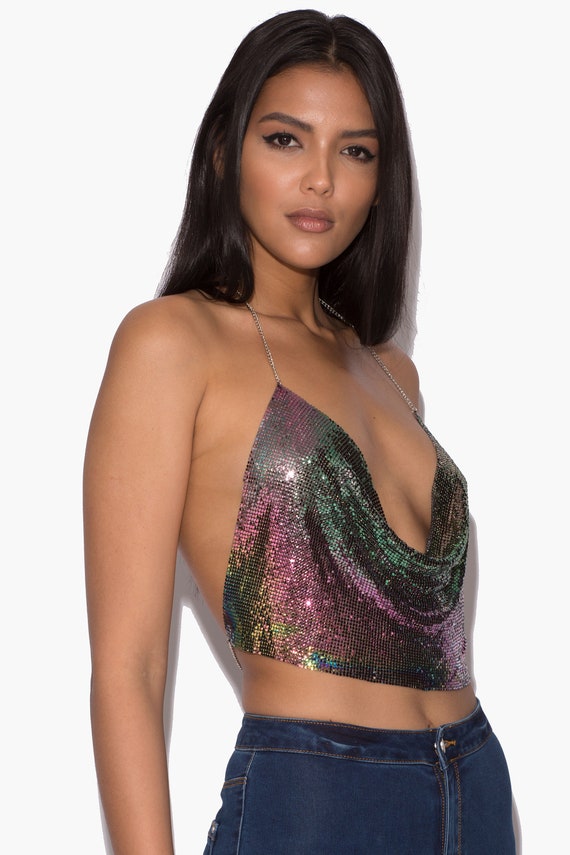 metallic mesh top