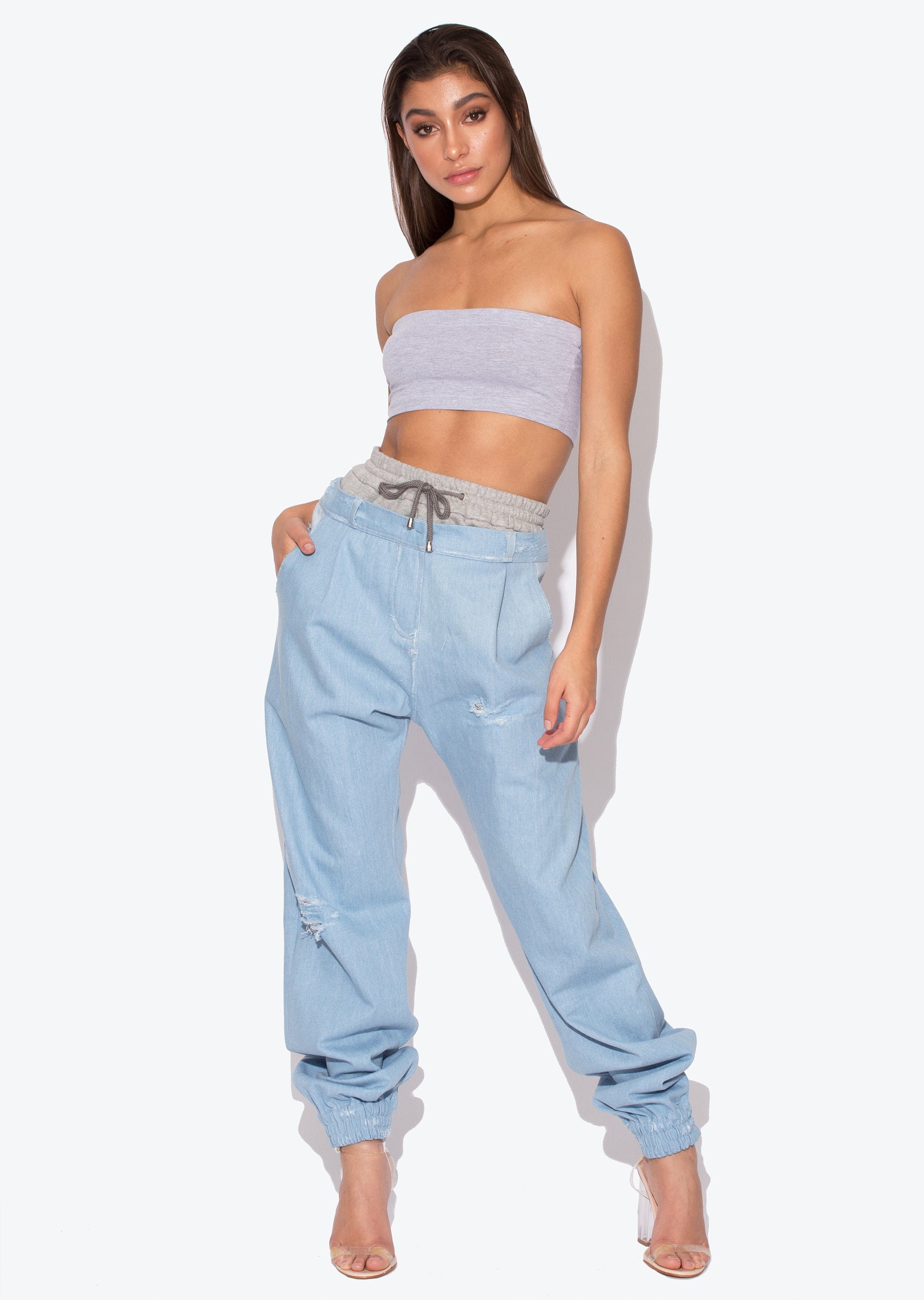 Image of Valley Denim Jean Sweat Tracksuit Trousers