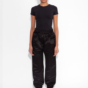 Double Waisted Satin Trousers in Black image 3