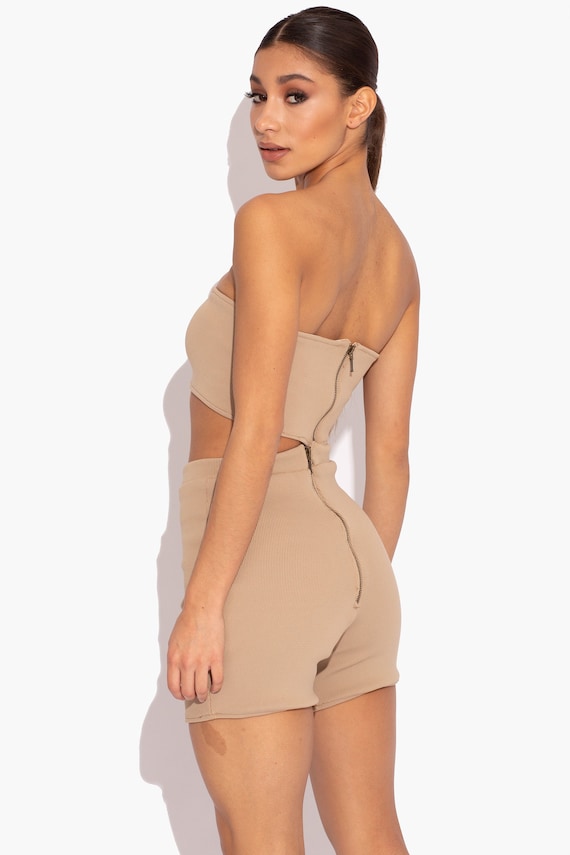 Beige Ribbed Biker Shorts - Etsy
