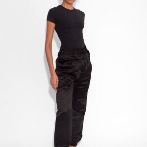 Double Waisted Satin Trousers in Black image 6