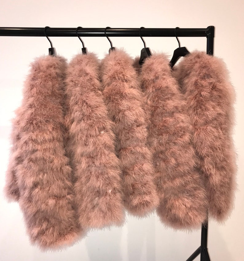 Blush Fluffy Feather Jacket Marabou Winter Womens Clothing Outerwear Warm Coat Eveningwear