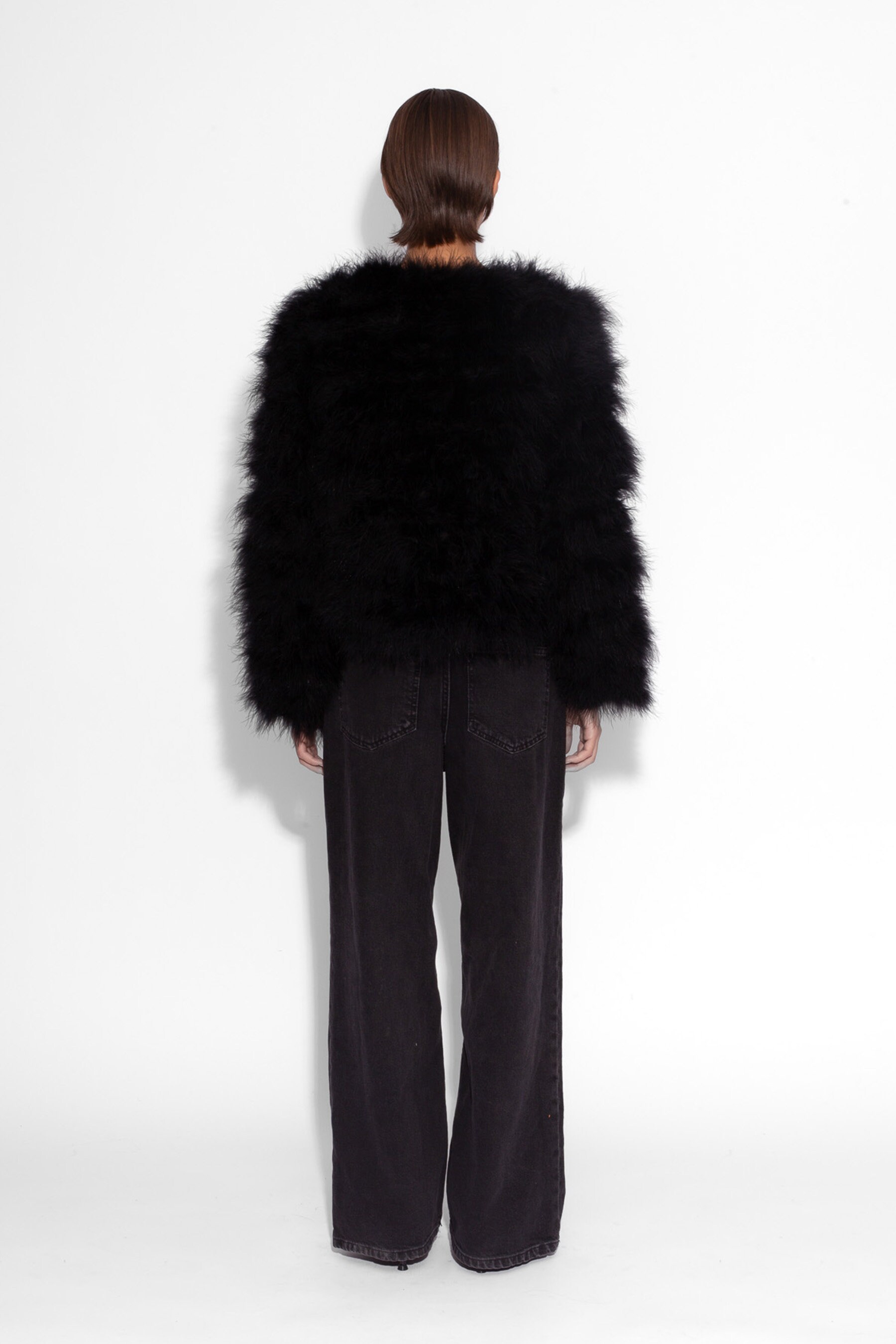 Black Fluffy Feather Jacket Marabou Winter Womens Clothing - Etsy 日本