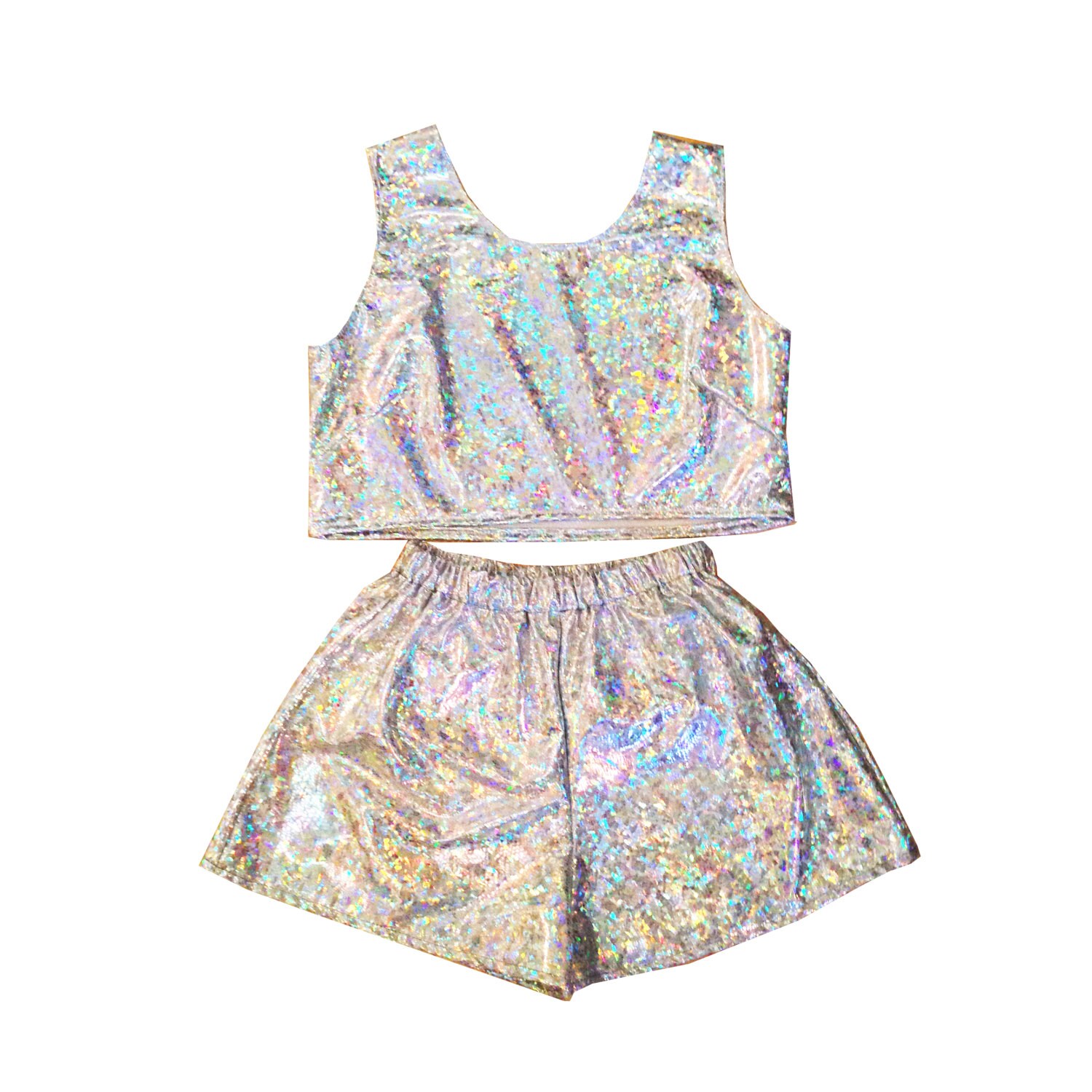 Holographic Top and Shorts Two Piece Co-Ord Summer Festival