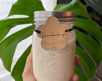 Sourdough jar label - Starter name tag - Funny bread meme - Wood personalized tag