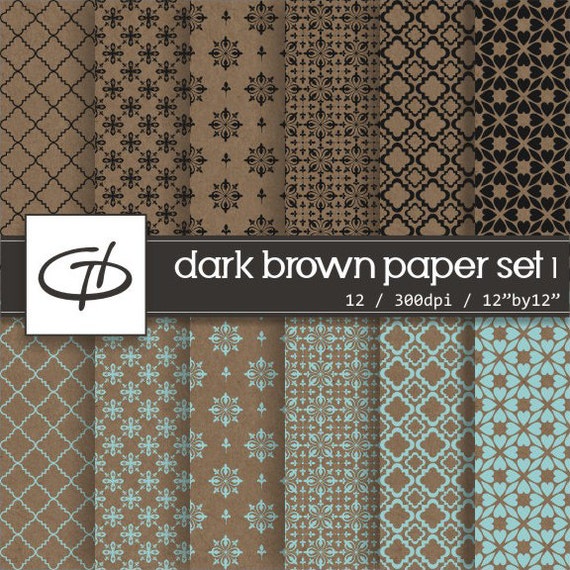 Dark Brown Paper digital set 1: high quality printable paper set, dark brown paper texture, simple design