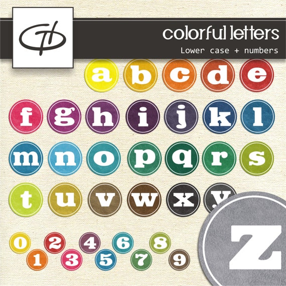 colorful alphabet set in circles digital high quality small etsy letters in circles