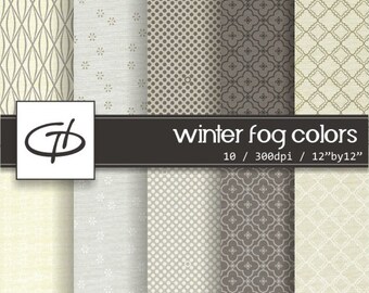 Winter Fog Colors Digital Paper: high quality printable paper set, simple design, canvas texture