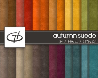 May include: A set of 24 digital paper textures in autumnal colors. The papers have a suede-like texture and are 12 inches by 12 inches at 300 dpi. The papers are perfect for scrapbooking, card making, and other craft projects.