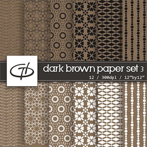 Dunkel braun Papier digital set 3: hochwertige bedruckbares Papier gesetzt, dunkel braunes Papier Textur, schlichtes Design