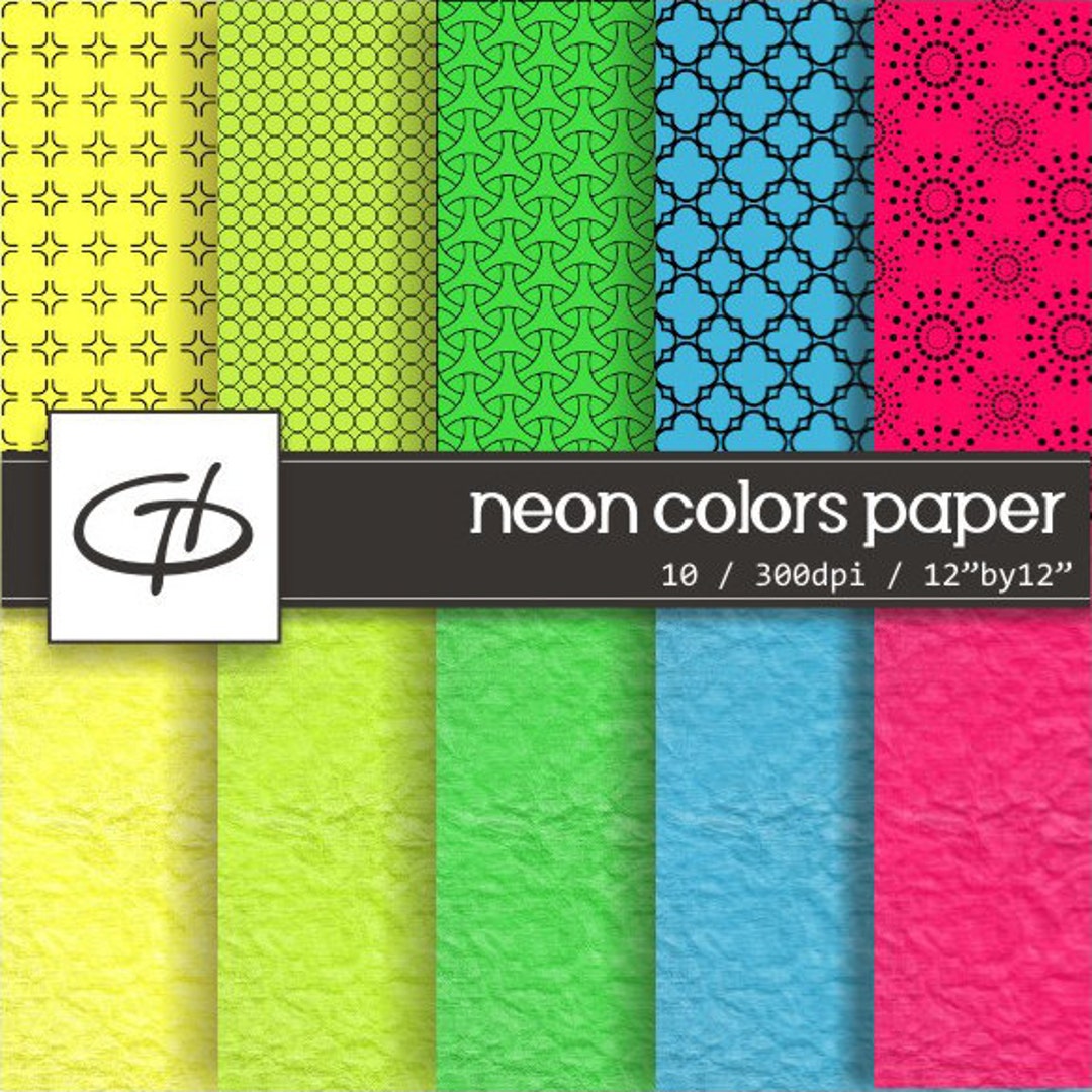 Neon Pattern Paper Sale***neon Colors Digital Paper Set: High Quality Printable Paper Set ...
