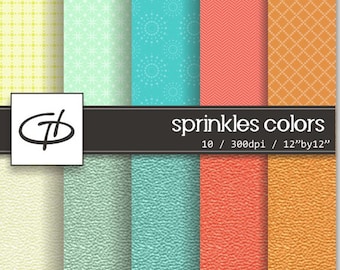 Sprinkles colors Digital Paper set: high quality printable paper set, popcorn texture, scrapbooking paper
