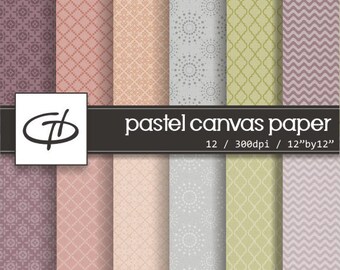 Canvas Digital Paper: simple, pastel colors, contemporary design, suitable for scrapbook projects, cards, backgrounds