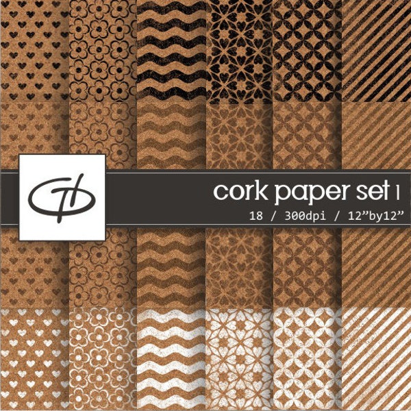 Light Cork Texture Digital Paper: high quality printable paper set, simple design, cork texture