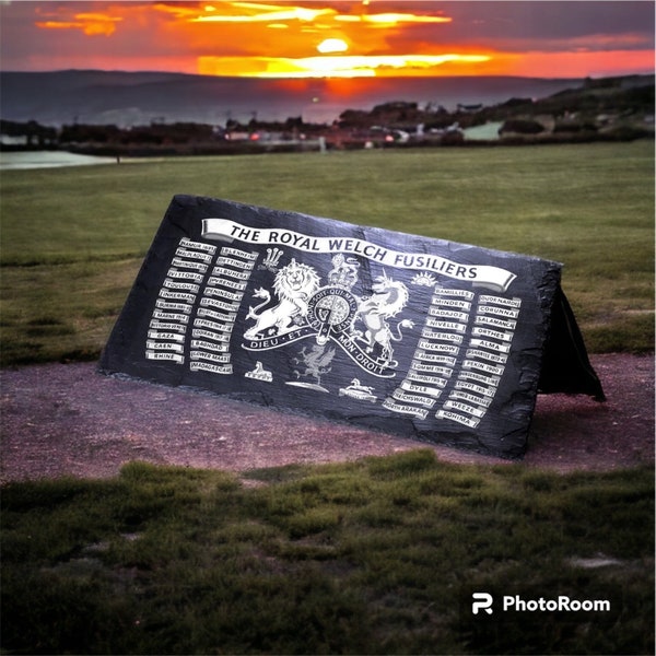 The Royal Welch Fusiliers Regimental Colours on slate