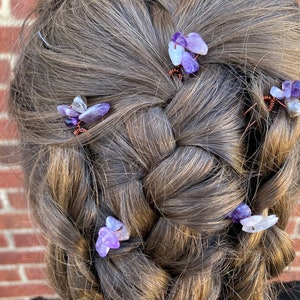 Amethyst Pins, Amethyst Hair Pins, Crystal Pins, Purple Pins, Purple Hair Pins, Purple Hair Accessories, Purple Jewelry, Pretty Hair Pins