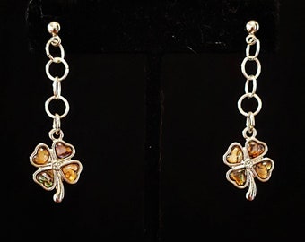 Shamrock earrings. Four leaf clover earrings. Color changing shamrock earrings. Saint Patrick's Day jewelry. Clover earrings.