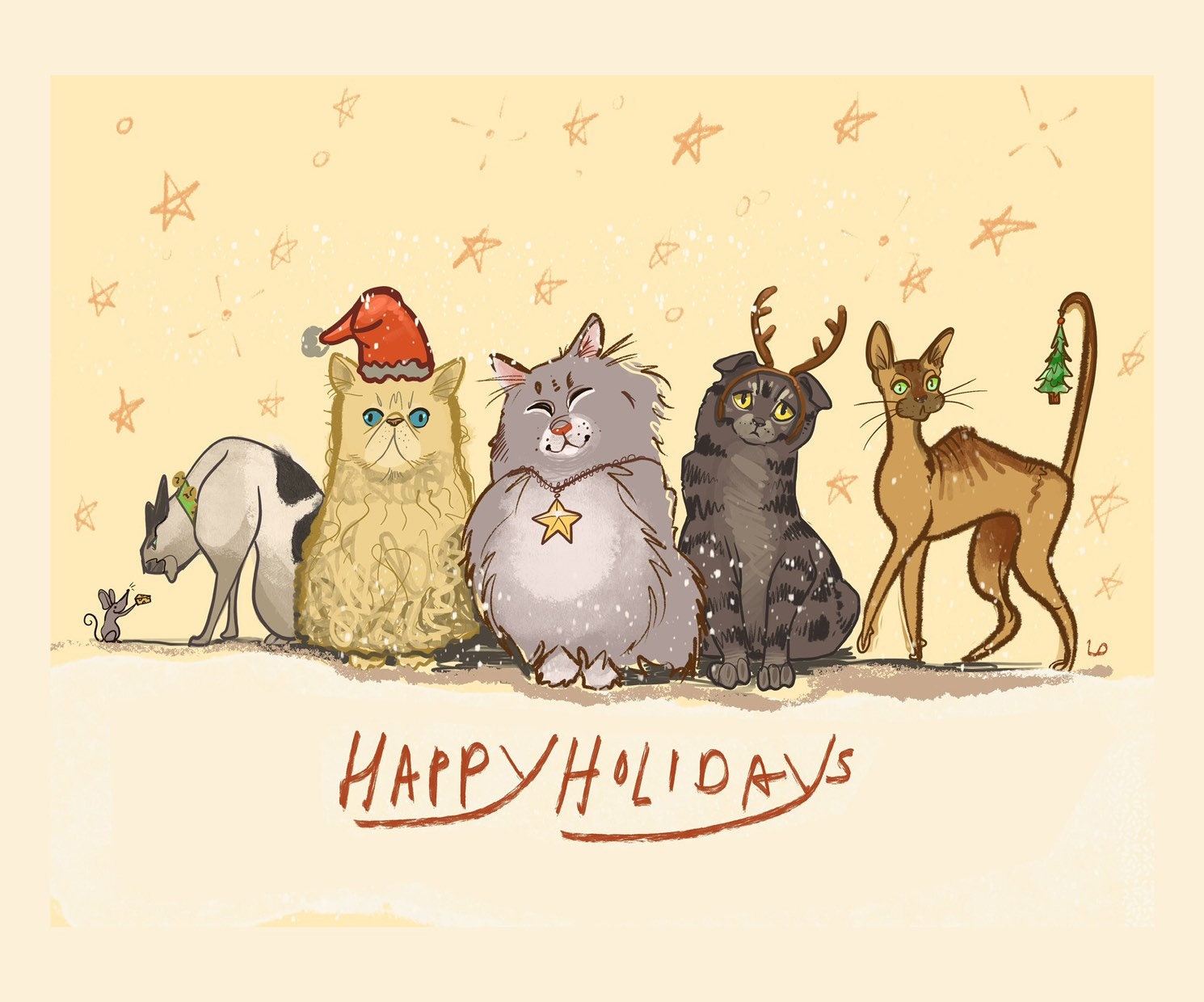 Happy Holiday Kitties Postcard set of 10 Etsy