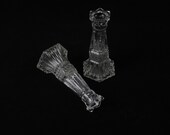gallerymichel Libbey Clear Cut Glass Candleholders or Bud Vases