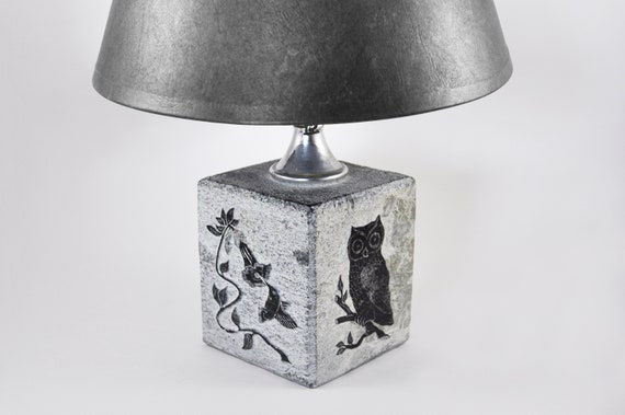 イヌイット SOAP Stone デスクライト　Siku 希少　ヴィンテージ Gallerymichel Rare Siku Carved Soapstone Lamp With Geese, Owl and