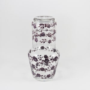 gallermichel Hand Painted Night Table Carafe & Tumbler Set with Purple Flowers