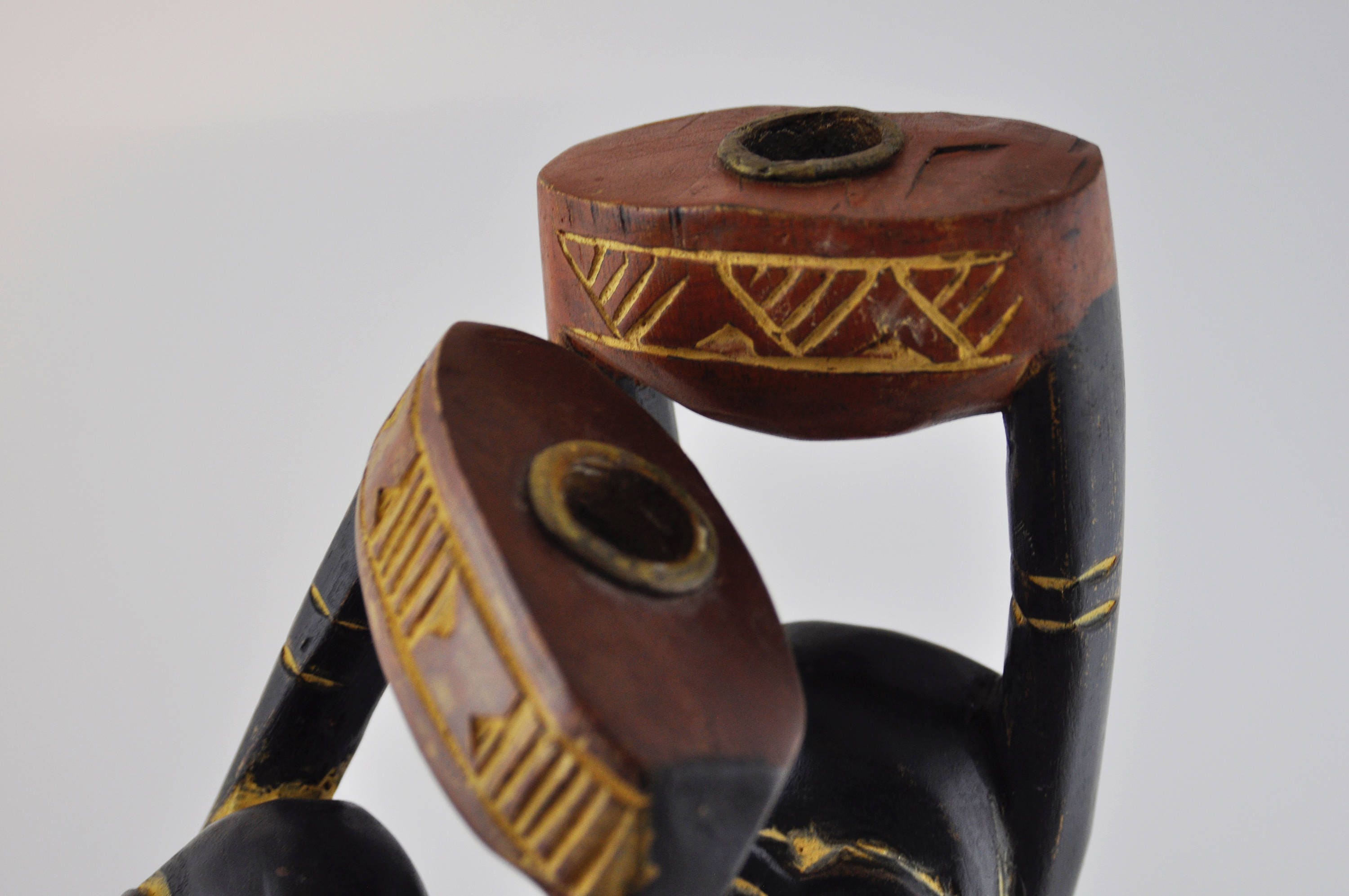 Gallerymichel Pair of Carved Kwanzaa Wood Candle Holders With Etsy