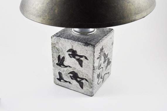 Gallerymichel Rare Siku Carved Soapstone Lamp With Geese, Owl and