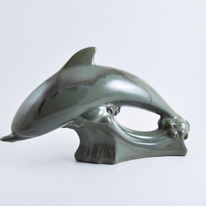 gallerymichel Rare Large BMP Blue Mountain Pottery Dolphin with Celadon Glaze