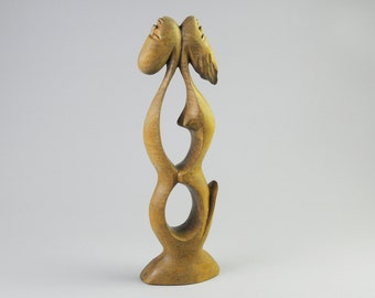 gallerymichel Vintage Hand Carved Golden Wood Couple in Unity