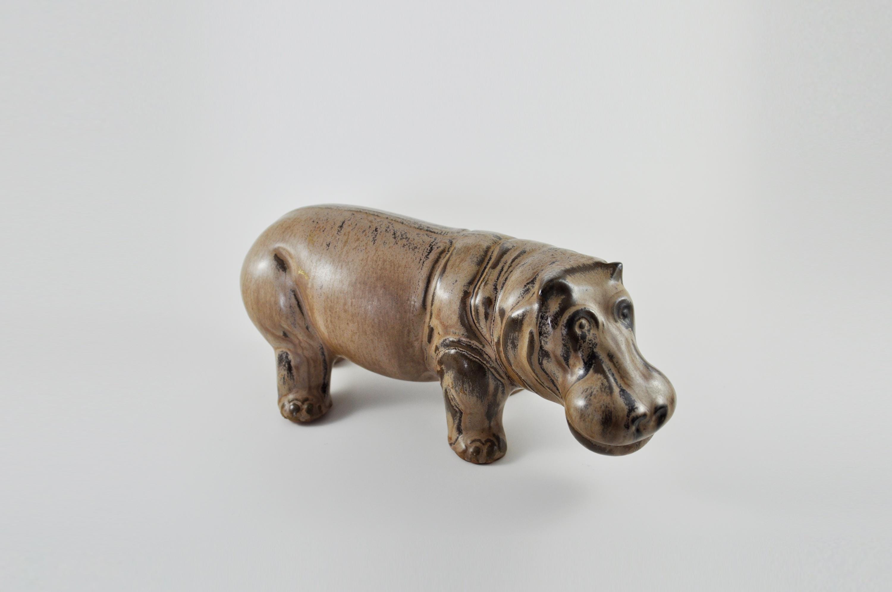 Gallerymichel Rare BMP Blue Mountain Pottery Mocha Glazed Hippo