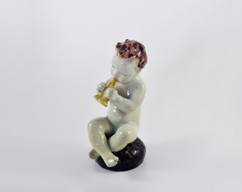 gallerymichel Vintage Max Heinze Porcelain Cherub with Flute