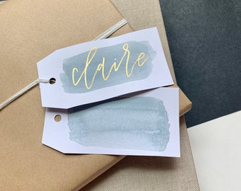 Dusty Blue Watercolor Gift Tag