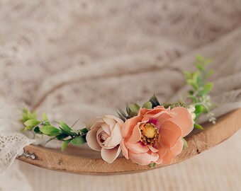 Wreath on her head, flower crown