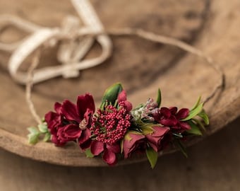 Wreath on her head, flower crown