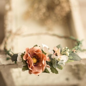 Wreath on her head, flower crown