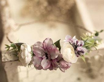 Wreath on her head, flower crown