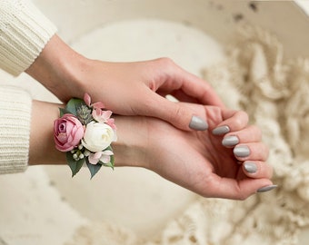 Flower Corsage, Wrist Corsage, Bridal Cuff Bracelet, Prom Flower Corsage, Flower Girl Corsage, Bridesmaid Corsage, Flower Corsage