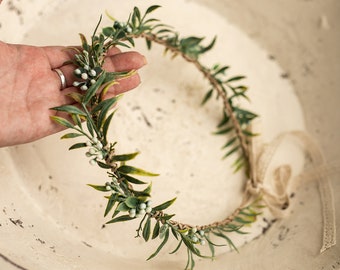 Wreath on her head, flower crown